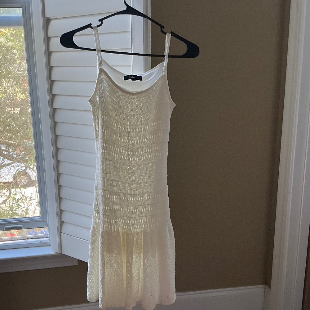 LULUS Palm Springs Sweetie White Knit Sleeveless Mini Dress ~ XS